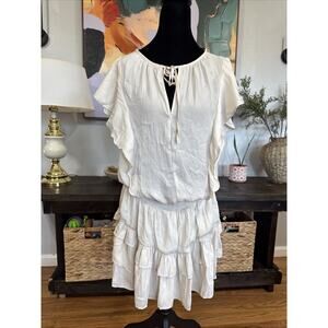 Mustard Seed Womens Cream Ruffle Mini Dress Sz S Cottage Core Boho Tiered
